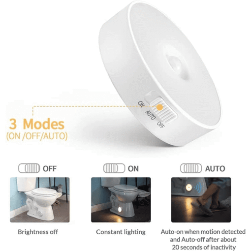 Rechargeable Motion Sensor LED Light, Stick-On, USB Charging