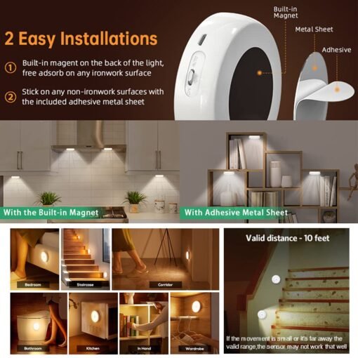 Rechargeable Motion Sensor LED Light, Stick-On, USB Charging — photo 5