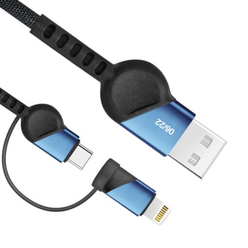2-in-1 USB Cable, Type C and Lightning, 60W Fast Charging