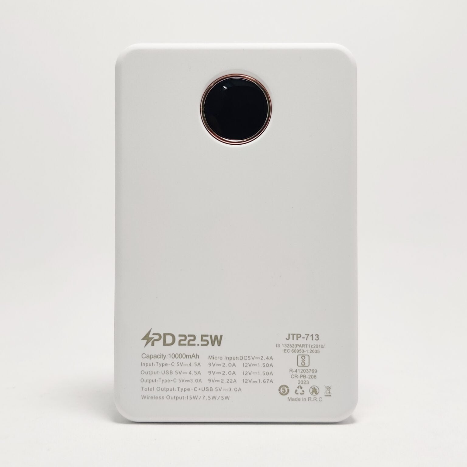JTP 22.5W PD Fast Charging Power Bank 10000 mAh with 15W Wireless, White – photo 6
