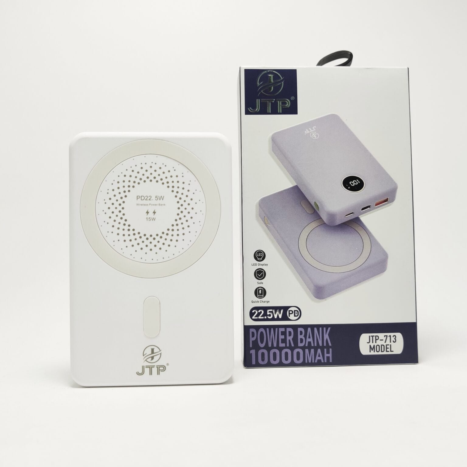 JTP 22.5W PD Fast Charging Power Bank 10000 mAh with 15W Wireless, White – photo 4