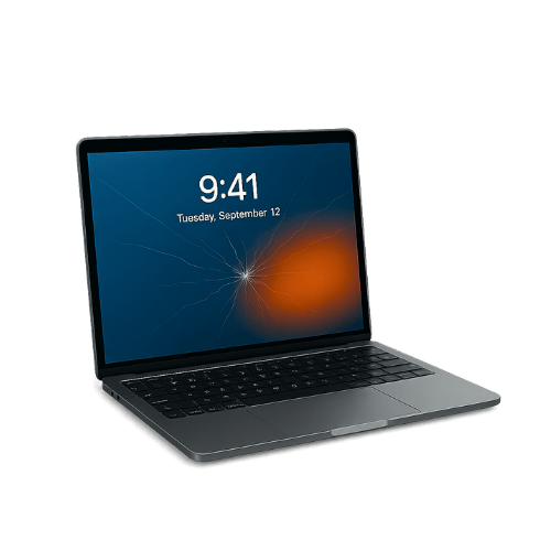 Cracked MacBook screen icon for laptop repair in Kolkata